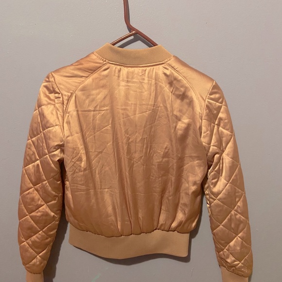 Rose Gold Satin Bomber Jacket